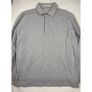 Criquet Polo Sweatshirt XL Grey Long Sleeve Fleece Pocket RN 132201